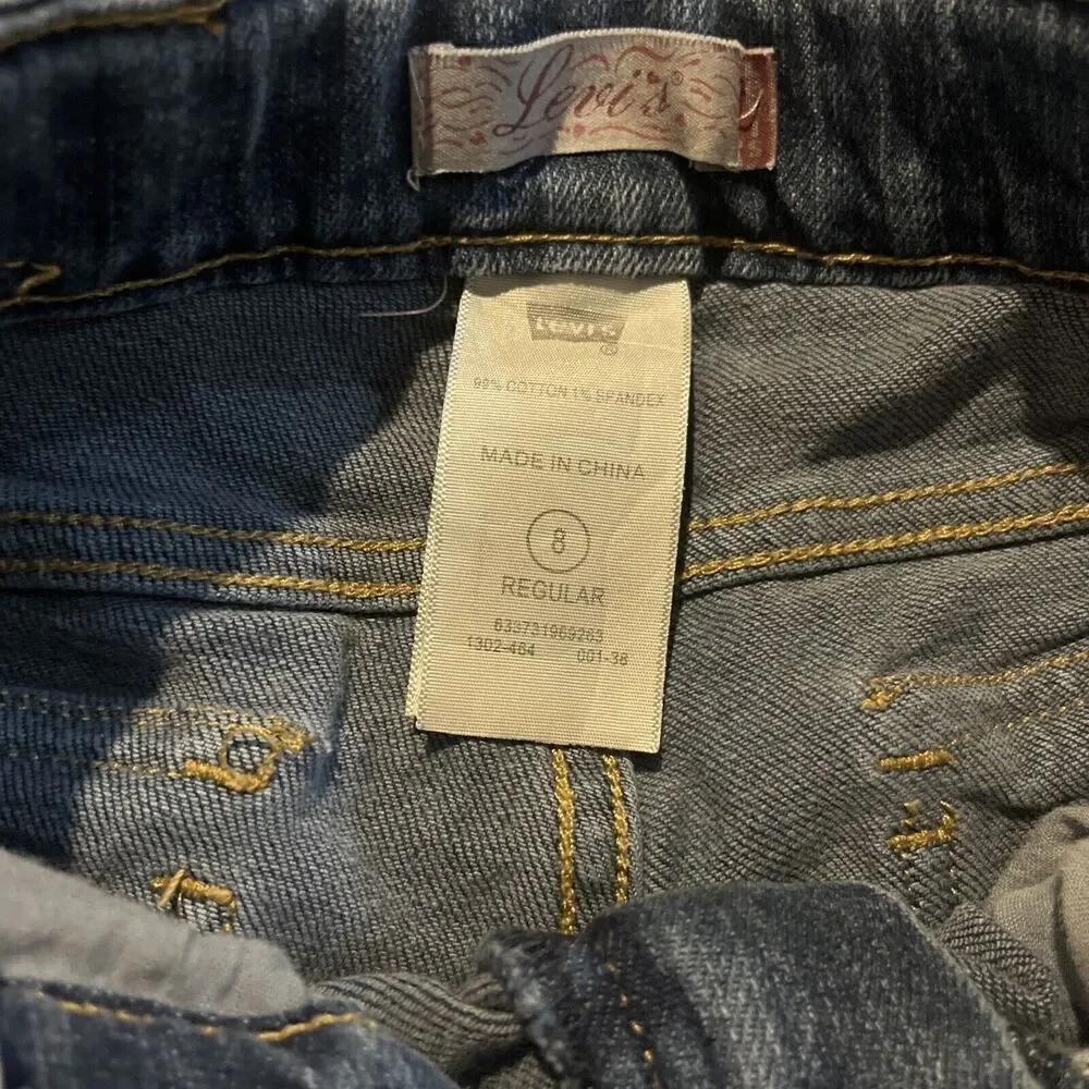Levi's girls denim jeans size 8 with adjustable waist flap pockets